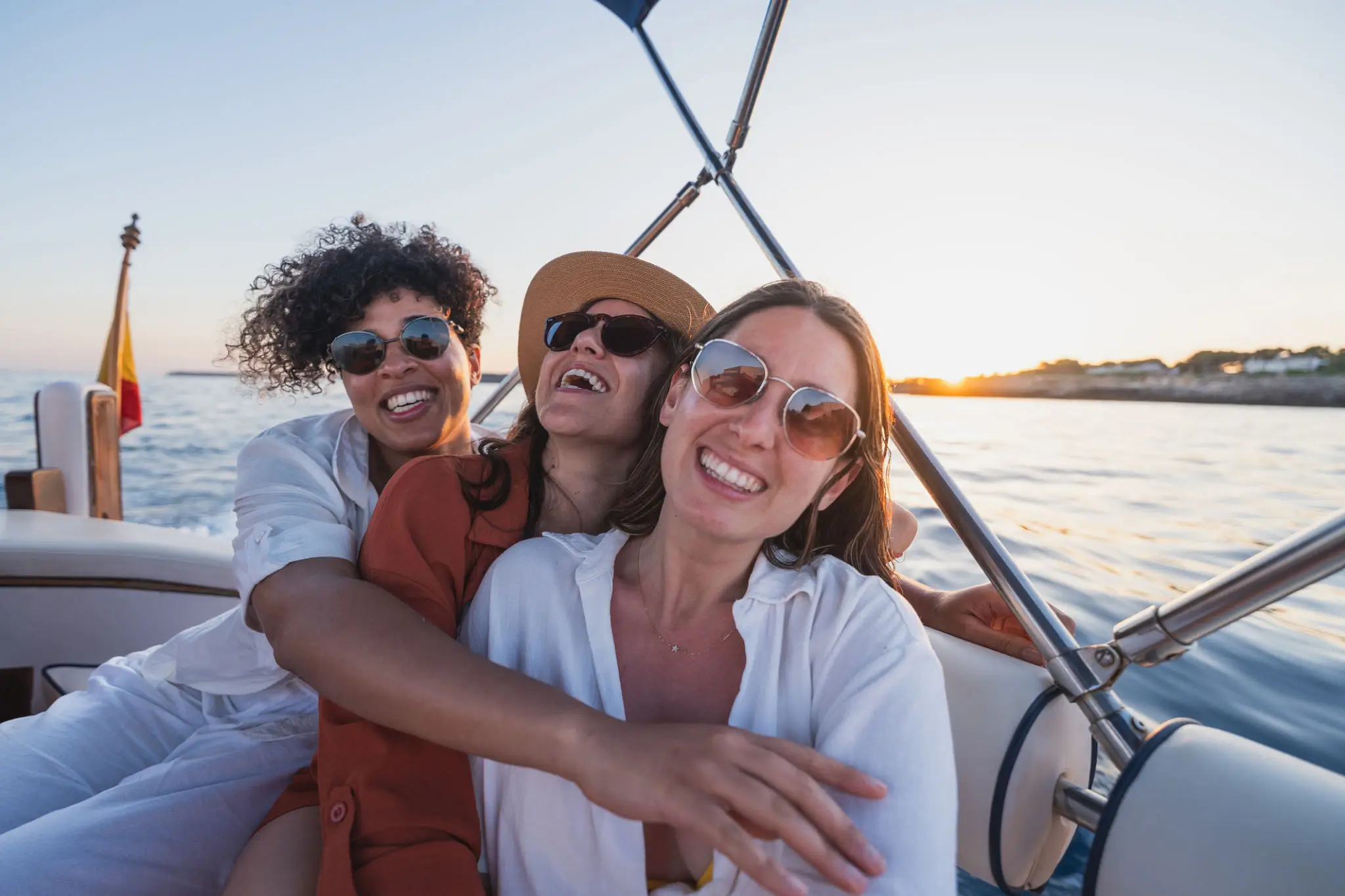Three women on the boat